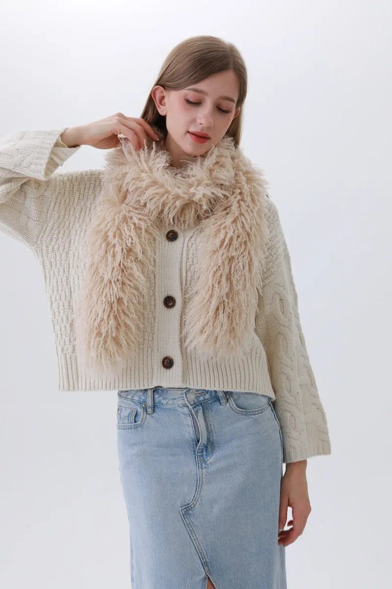 Luxe Feather-Trim Scarf – Plush Winter Elegance ❄️ | Scarves | Wiccan Center