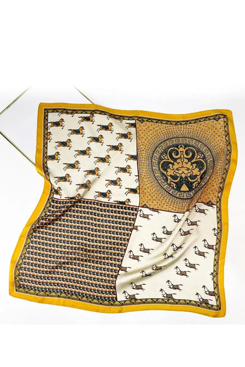 Vintage Patchwork Bandana – Luxe Silk Square Scarf 🌸✨ | Bandanas | Wiccan Center