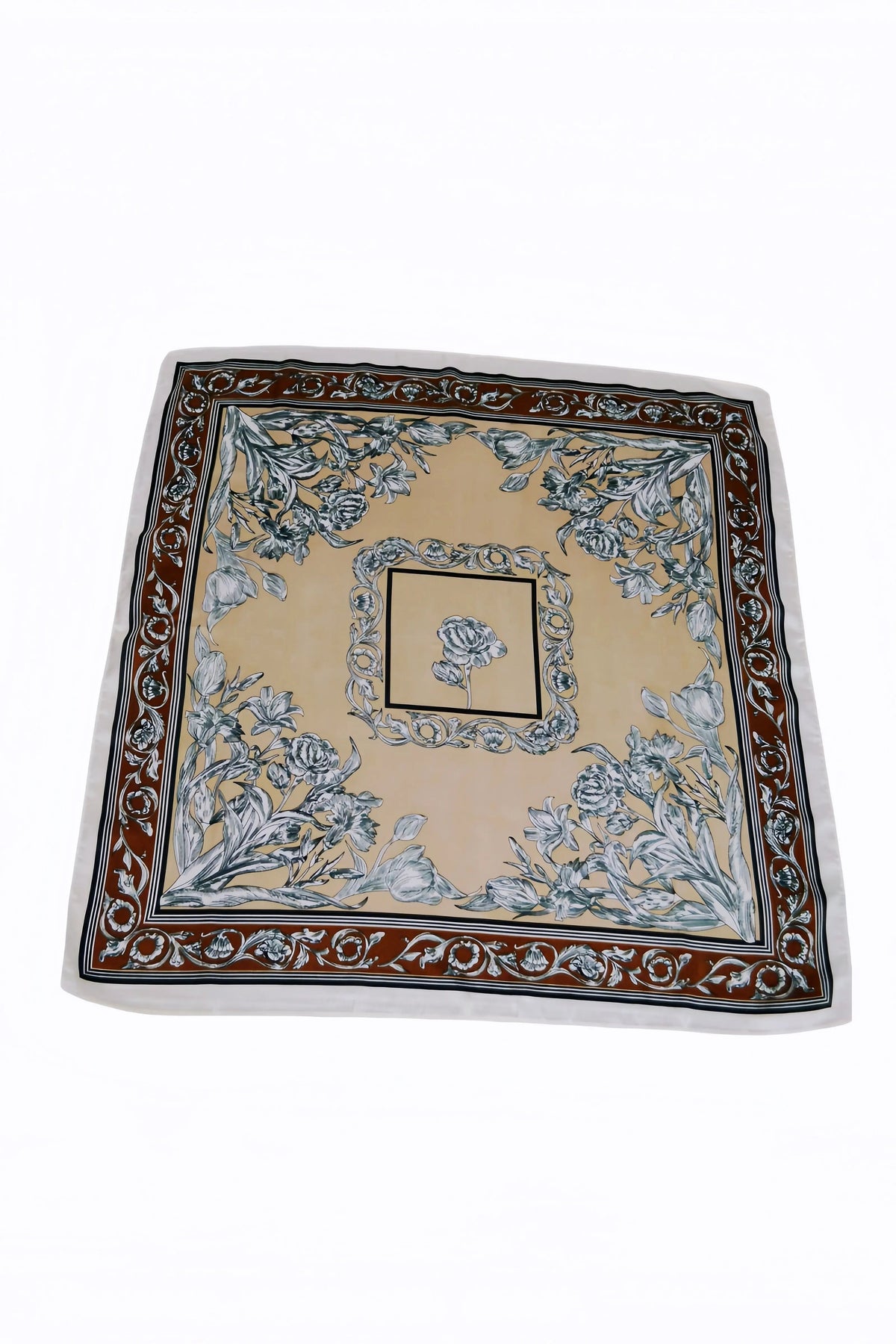 Floral Tulip Scarf – Silk-Style Square Neckkerchief 🌷✨