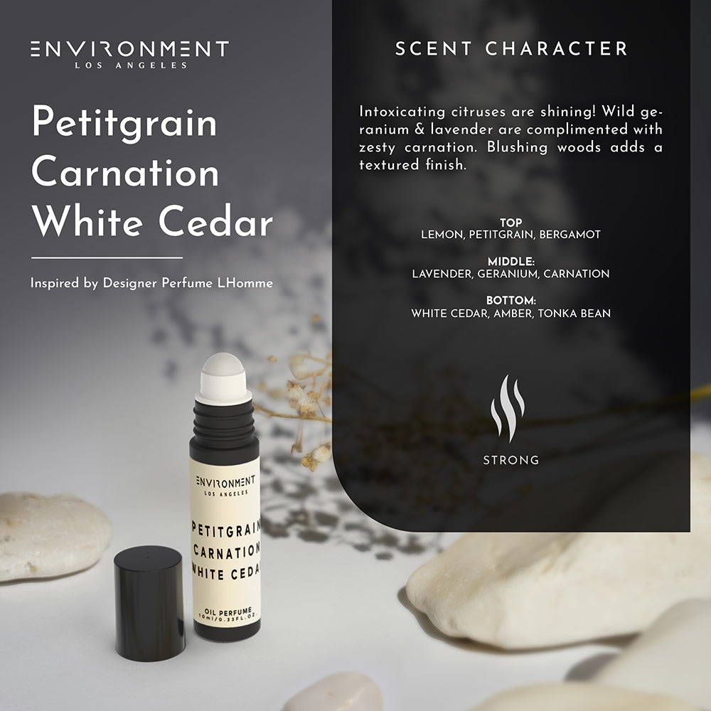 Petitgrain | Carnation | White Cedar Roll-on Oil Perfume (Inspired by YSL L'Homme®) | Environment - Roll on | Wiccan Center