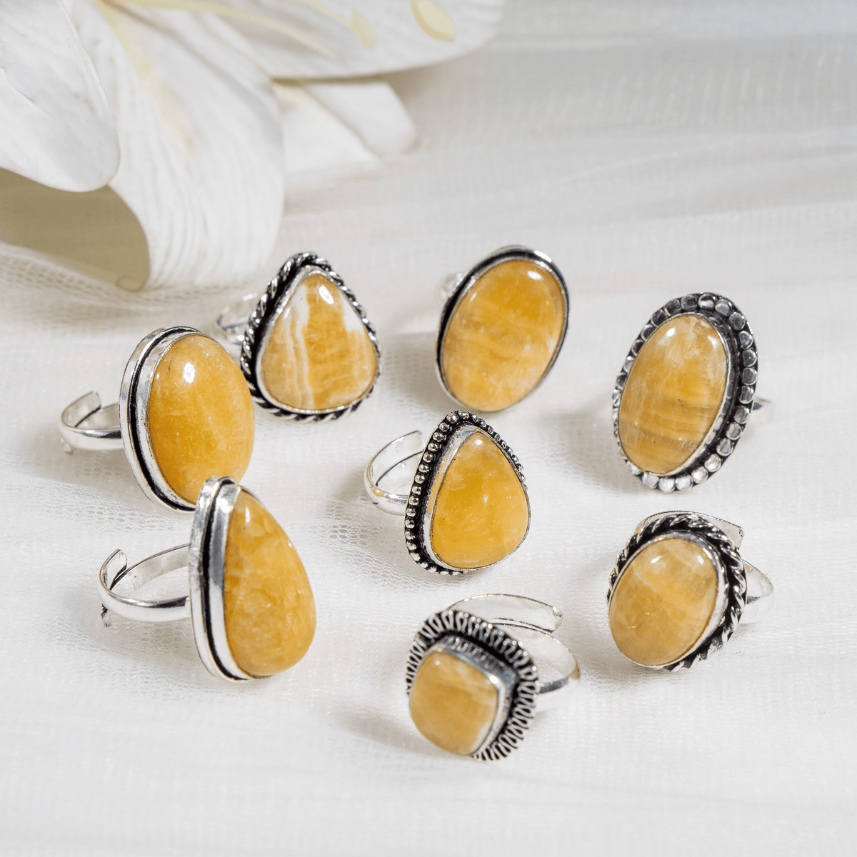 Yellow Aventurine rings – Gemstone rings Natural Crystal Healing Jewelry Collection