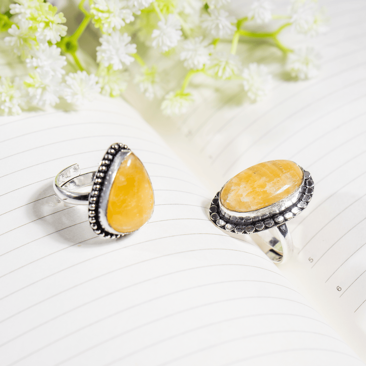 Yellow Aventurine rings – Gemstone rings Natural Crystal Healing Jewelry Collection