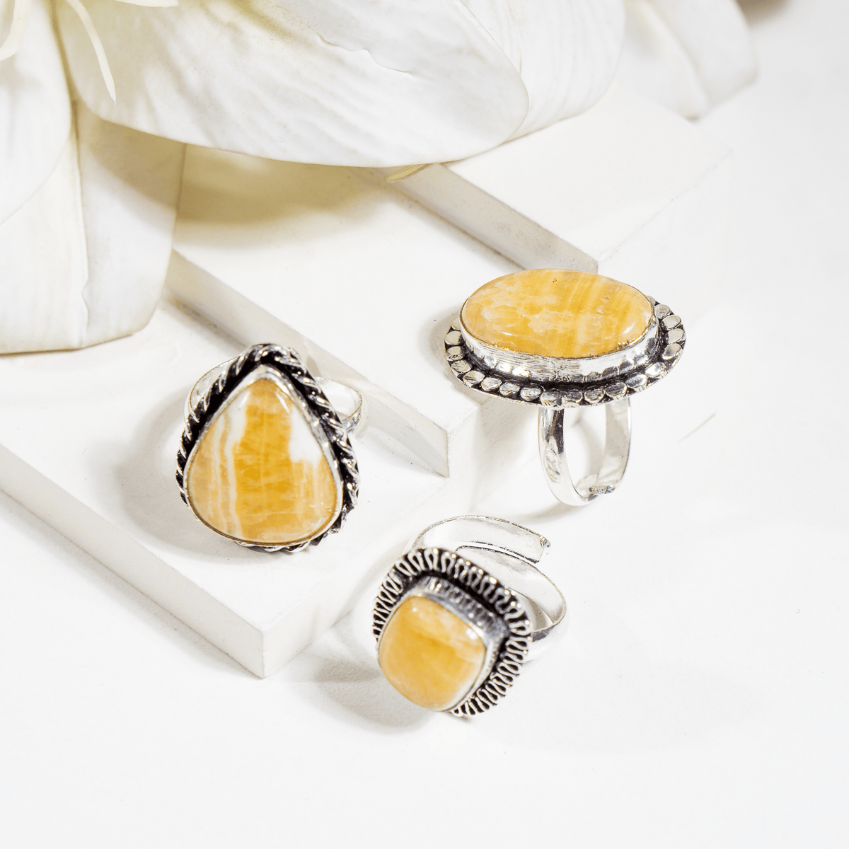 Yellow Aventurine rings – Gemstone rings Natural Crystal Healing Jewelry Collection