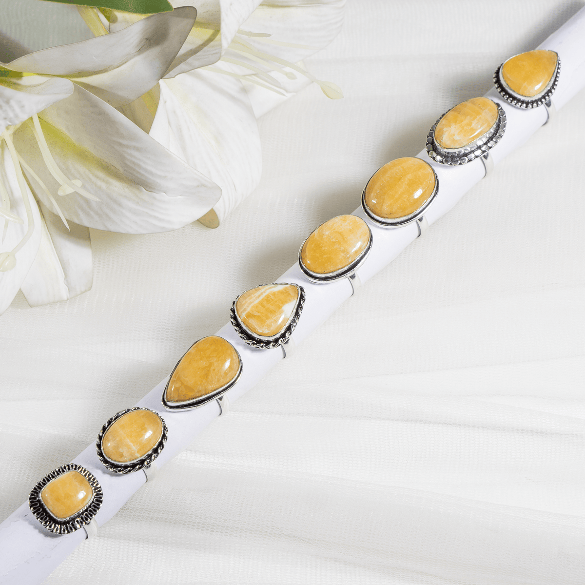 Yellow Aventurine rings – Gemstone rings Natural Crystal Healing Jewelry Collection