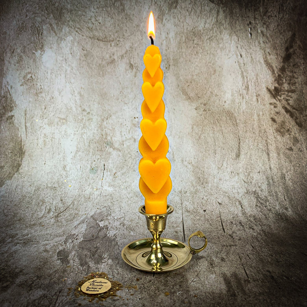 Beeswax Love Spell Heart Taper Candle - Romance & Attraction Magic | Beeswax Candle | Wiccan Center