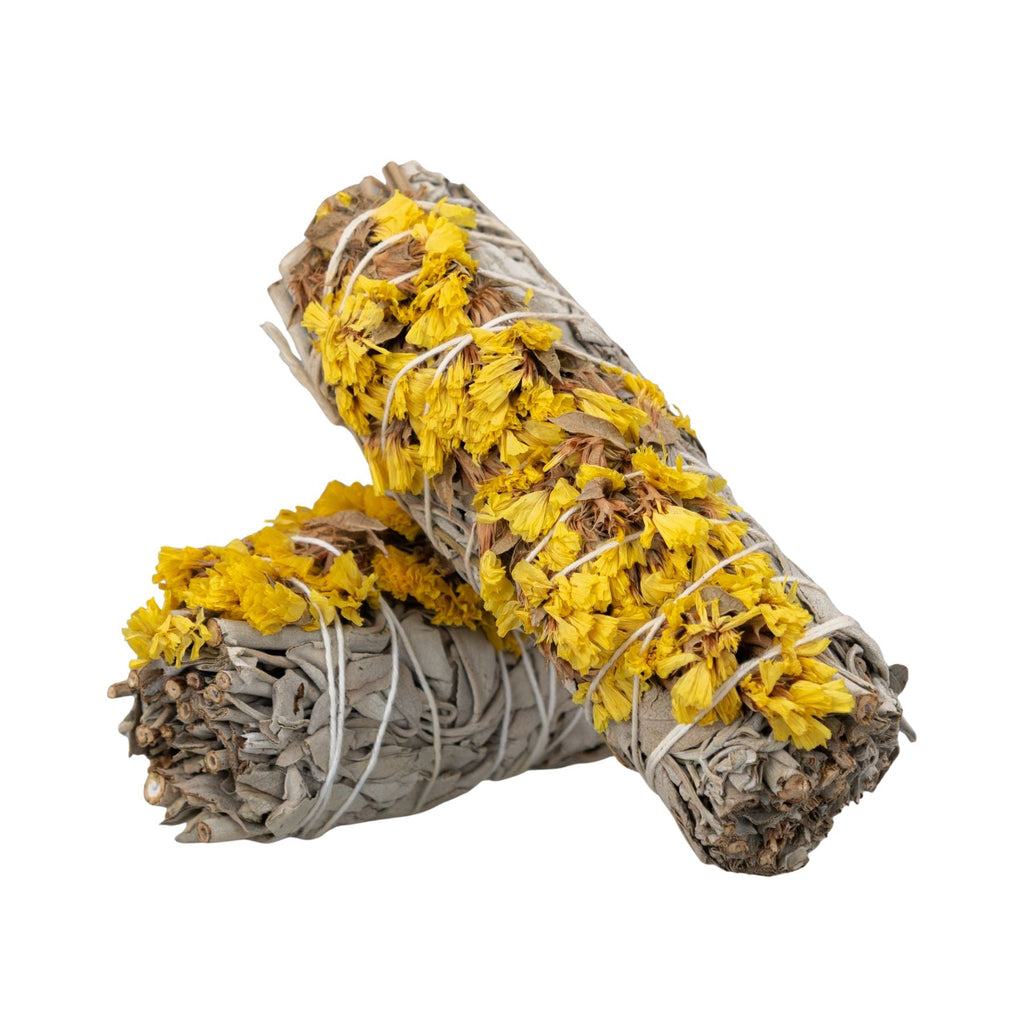 Sage with Yellow Sinuata Smudge Stick | Smudging | Wiccan Center