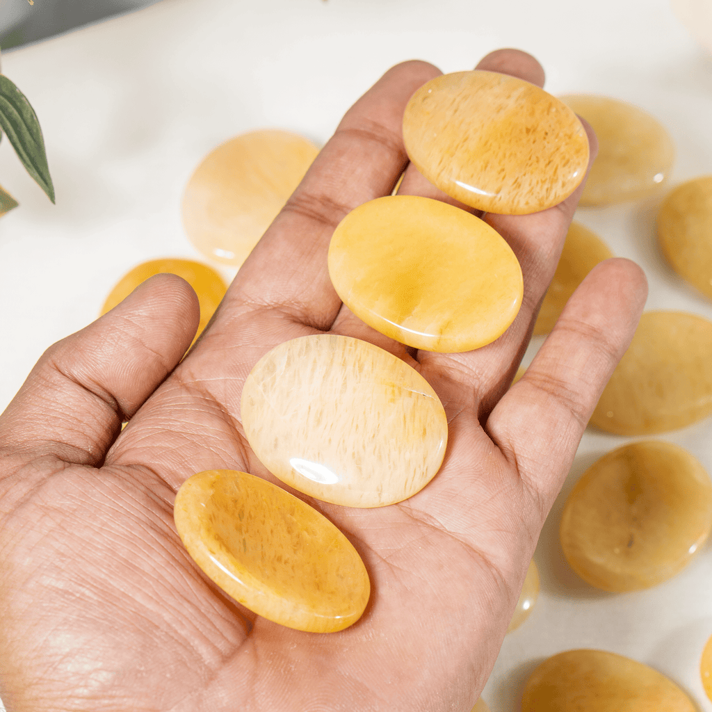 Yellow Aventurine Pocket Stones (Strength and Intuition ) | Worry & Palm Stones | Wiccan Center