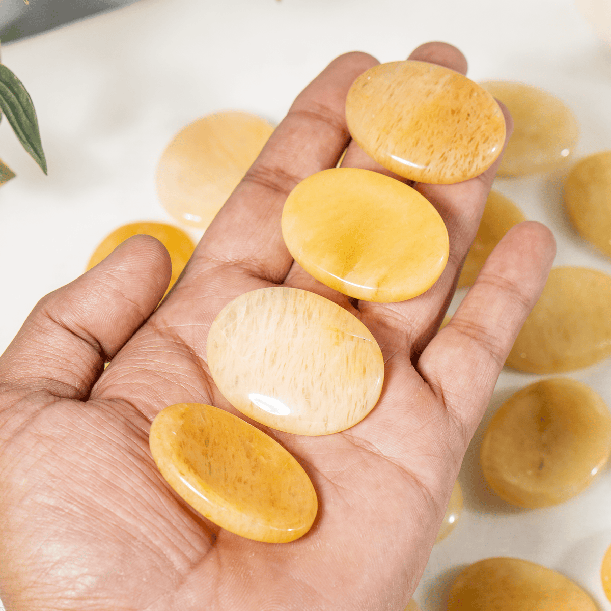 Yellow Aventurine Pocket Stones (Strength and Intuition ) | Worry & Palm Stones | Wiccan Center