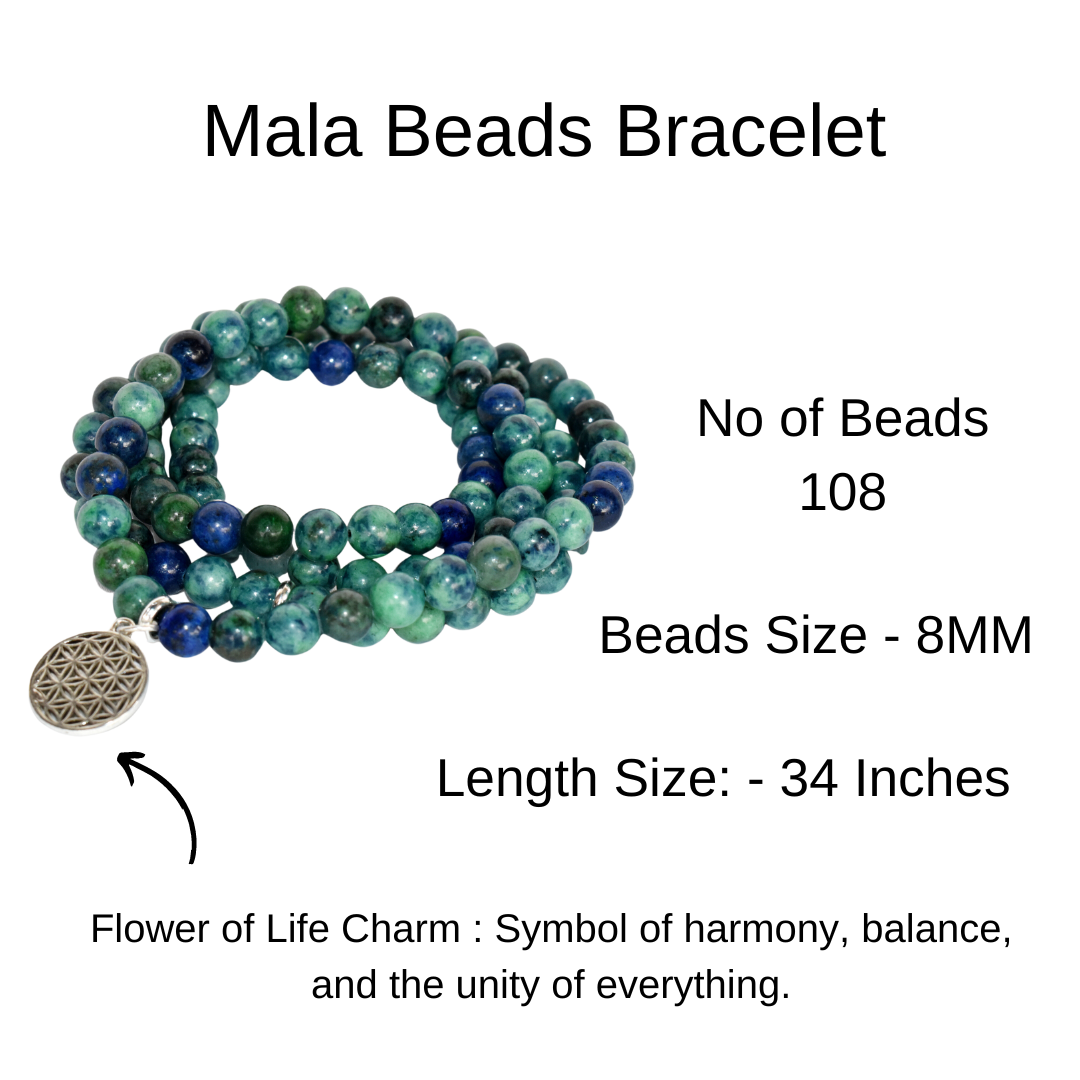 Multi Amazonite Beads Mala Bracelet, 108 Prayer Beads Necklace (Good luck and Fortune) | Bracelets | Wiccan Center