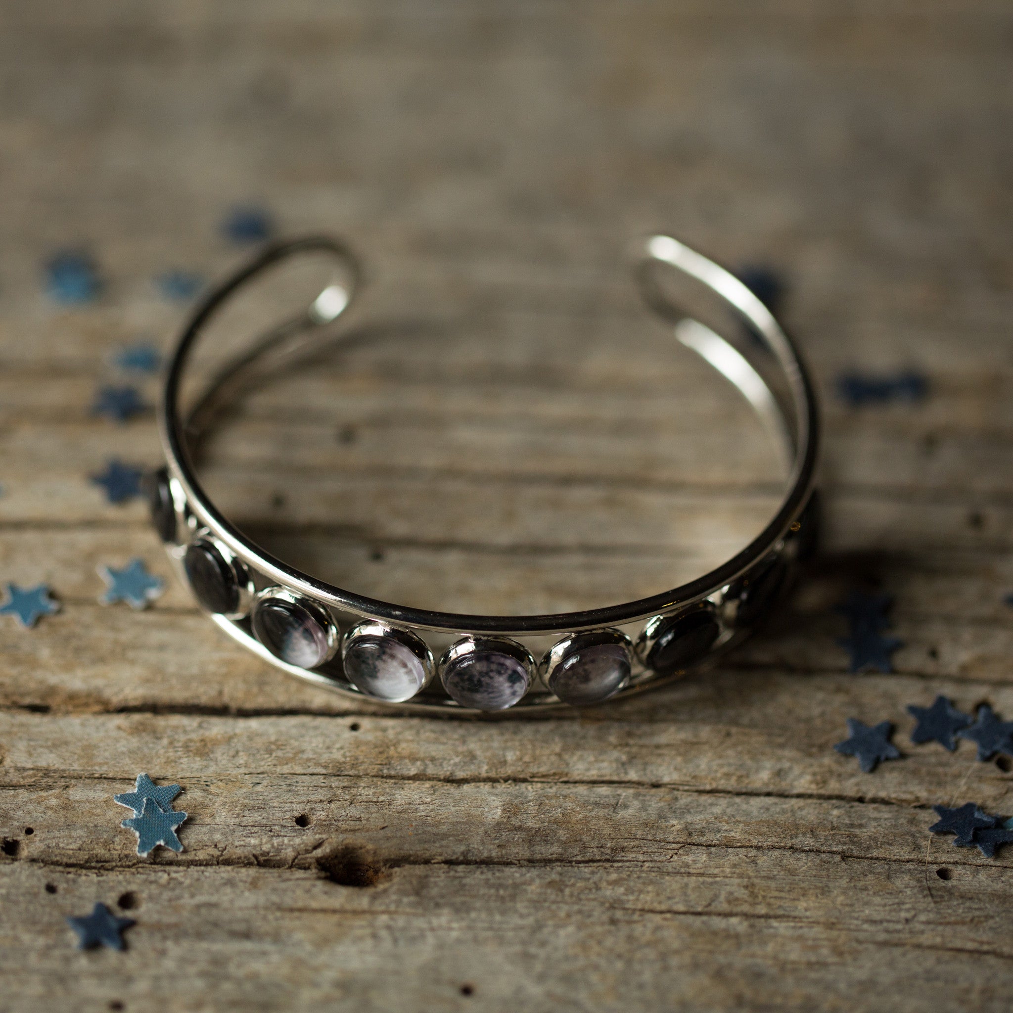 Moon Phase Silver Cuff Bracelet | Bracelet | Wiccan Center