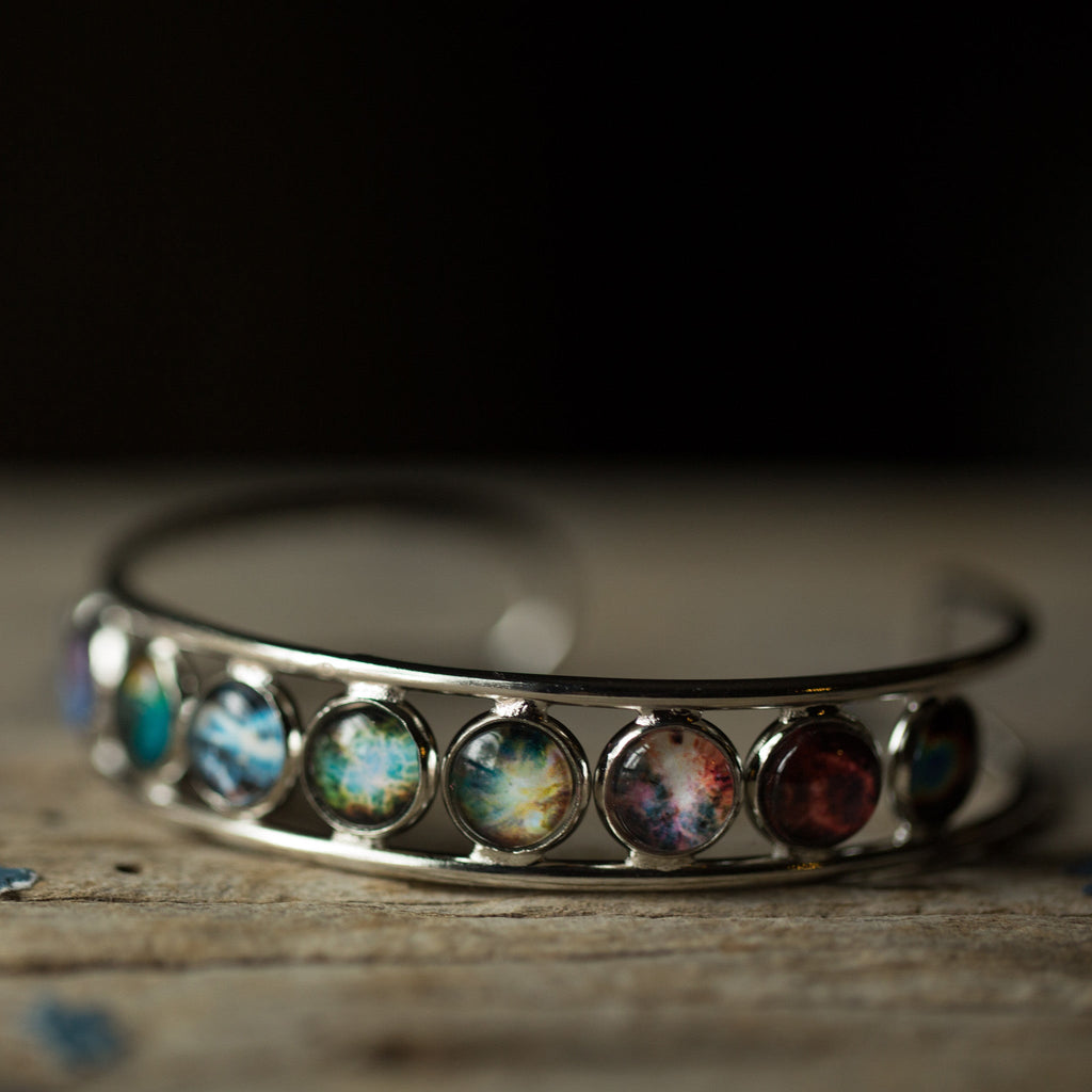 Nebula Rainbow Silver Cuff Bracelet | Bracelet | Wiccan Center