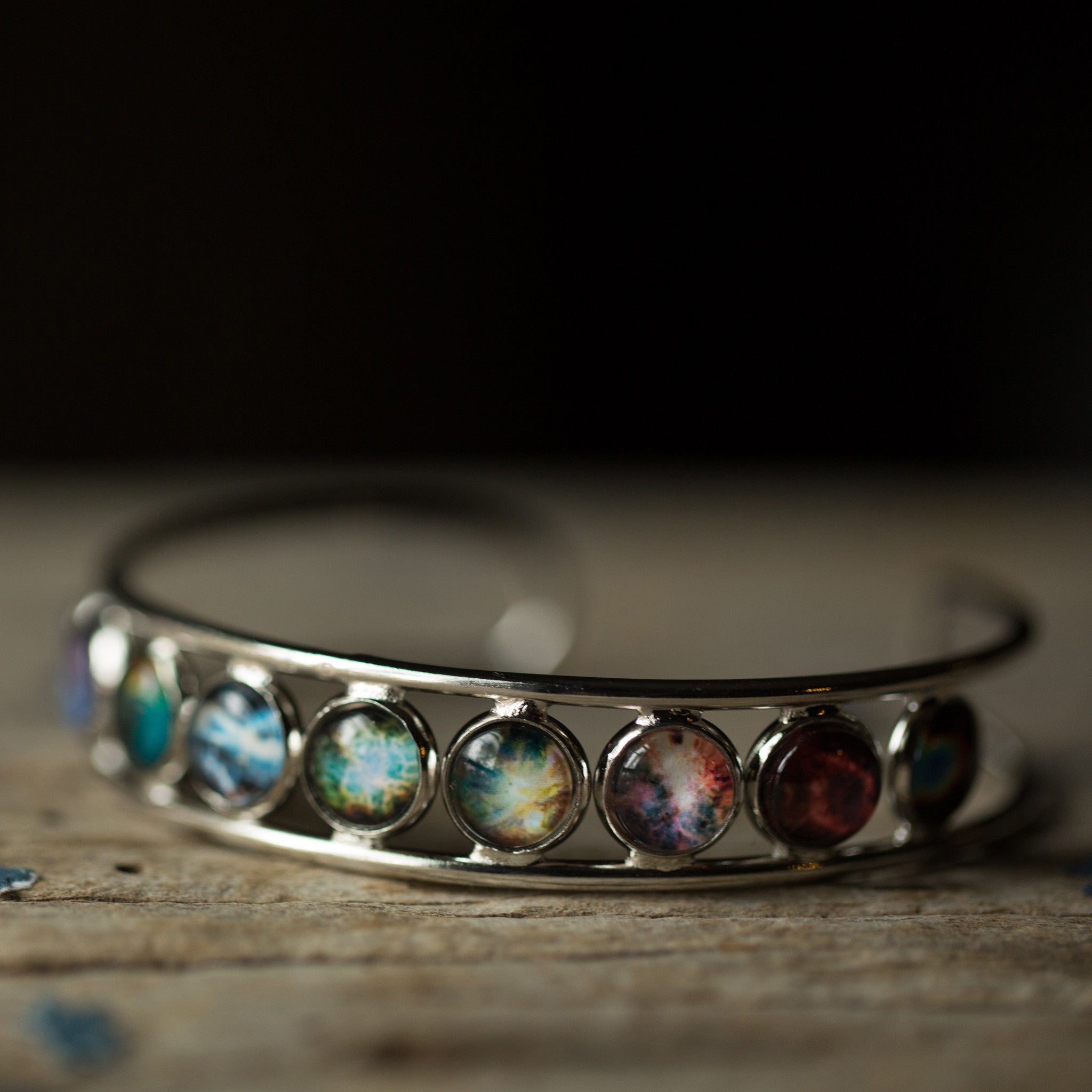 Nebula Rainbow Silver Cuff Bracelet | Bracelet | Wiccan Center