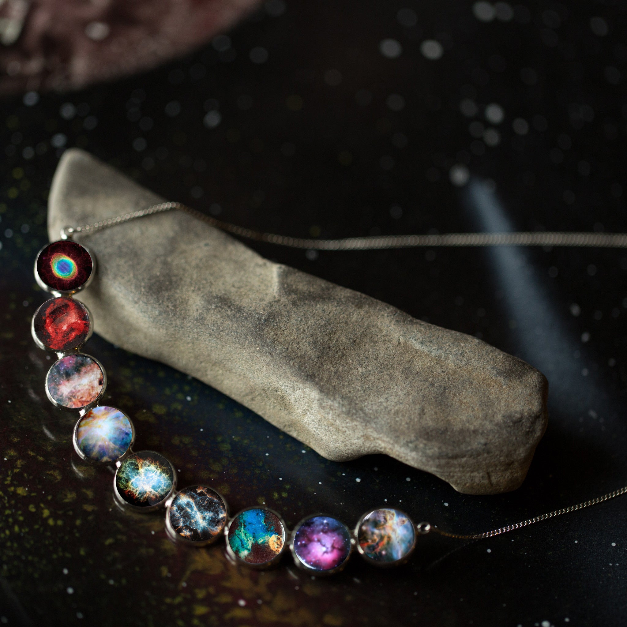 Curved Nebula Rainbow Necklace in Silver | Necklace | Wiccan Center