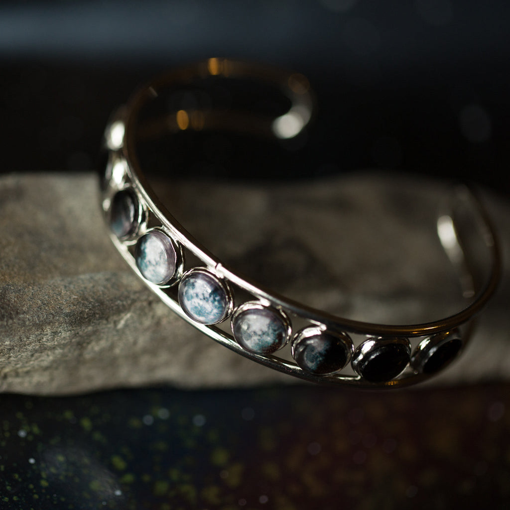 Moon Phase Silver Cuff Bracelet | Bracelet | Wiccan Center