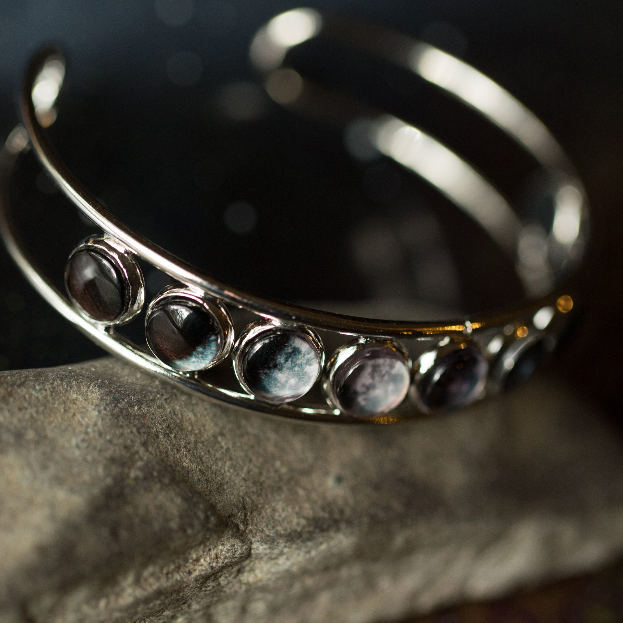 Moon Phase Silver Cuff Bracelet | Bracelet | Wiccan Center