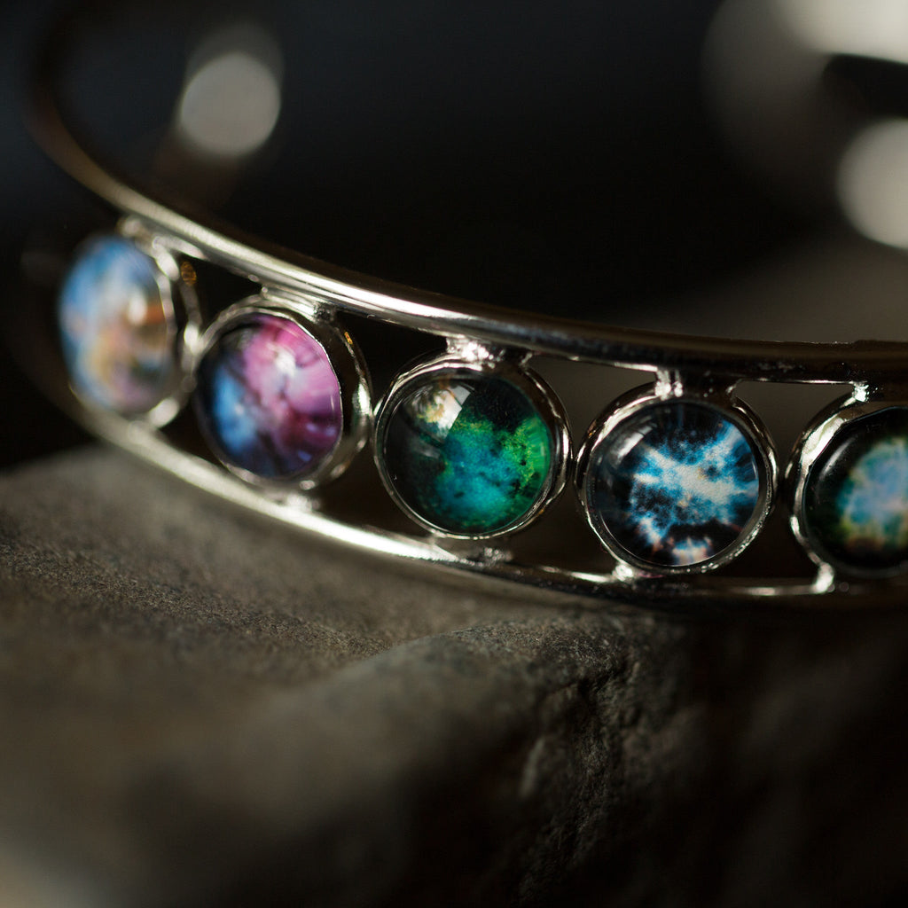Nebula Rainbow Silver Cuff Bracelet | Bracelet | Wiccan Center