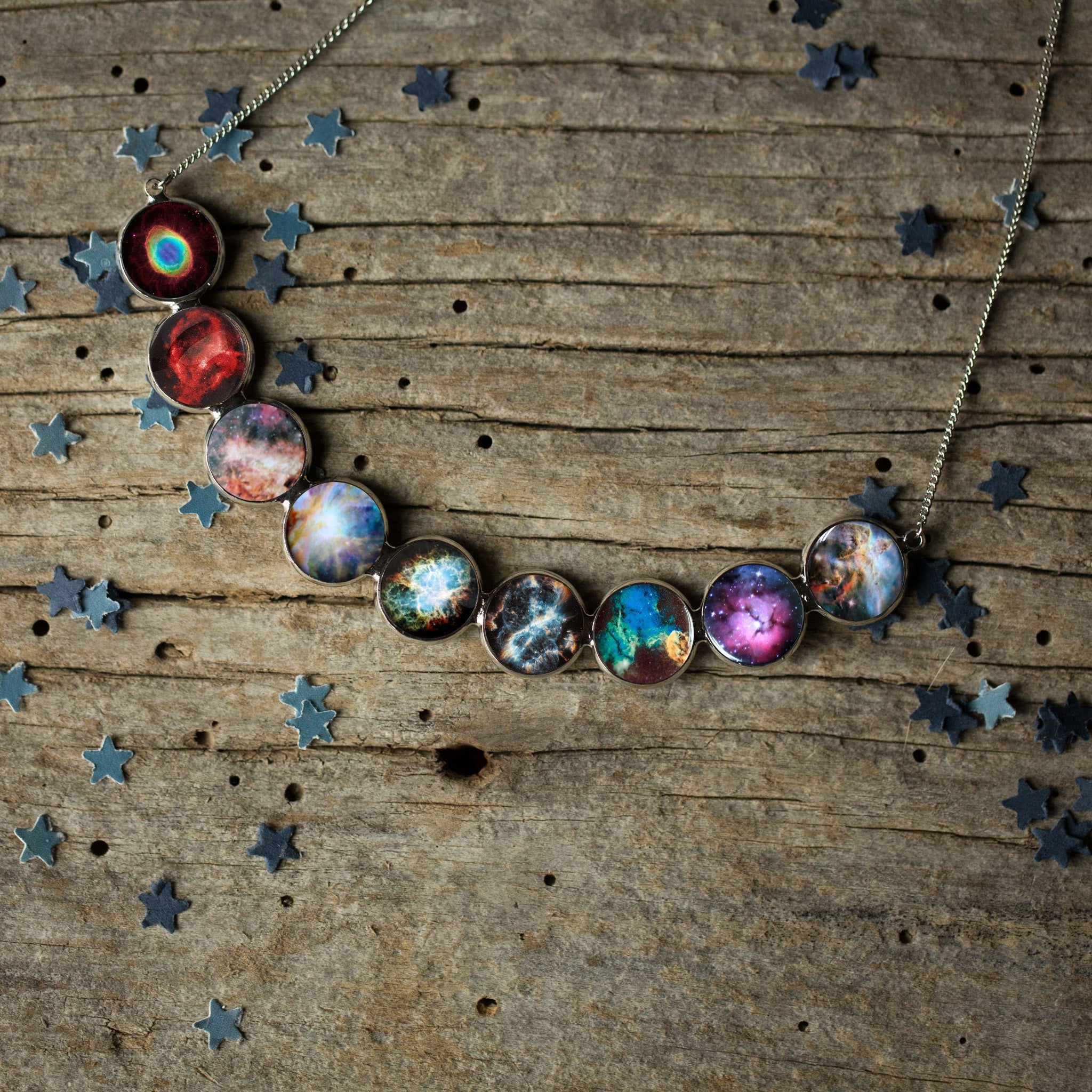 Curved Nebula Rainbow Necklace in Silver | Necklace | Wiccan Center