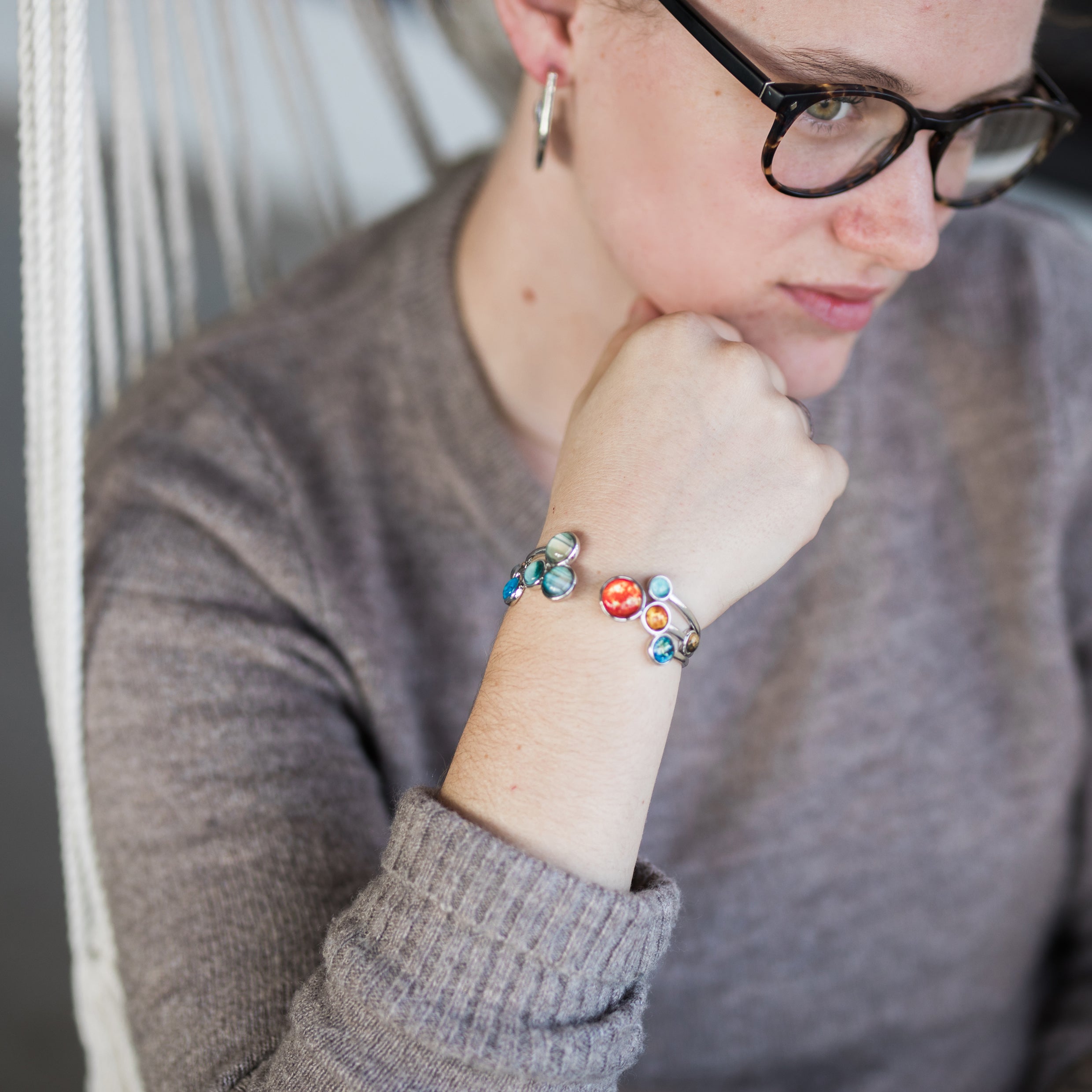 Open Solar System Cuff Bracelet | Bracelet | Wiccan Center