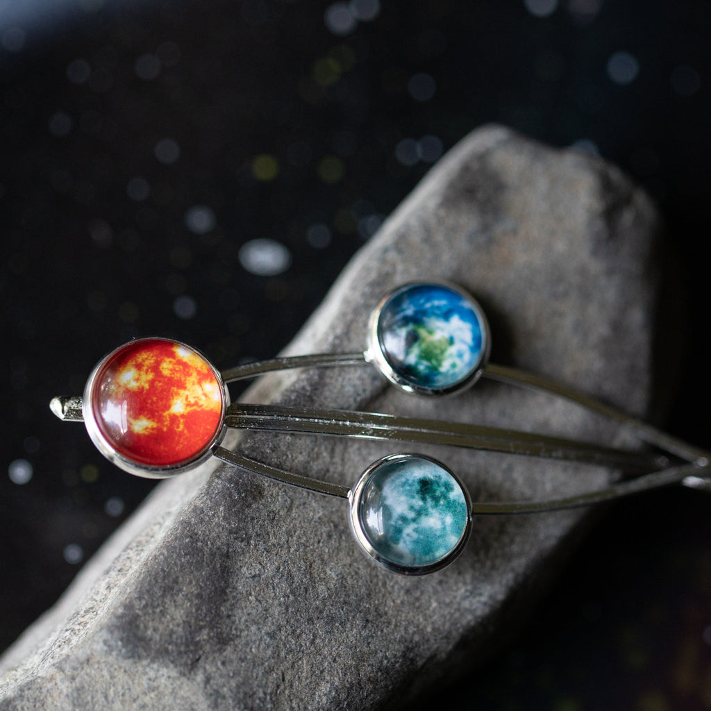Sun Earth and Moon Hair Clip | Hair Accessories | Wiccan Center