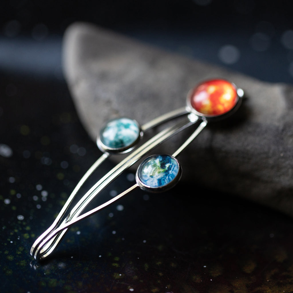 Sun Earth and Moon Hair Clip | Hair Accessories | Wiccan Center