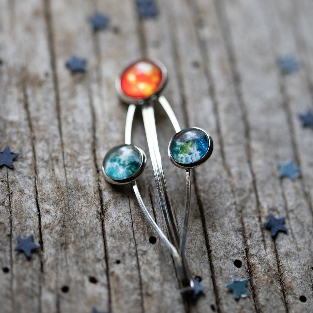 Sun Earth and Moon Hair Clip | Hair Accessories | Wiccan Center