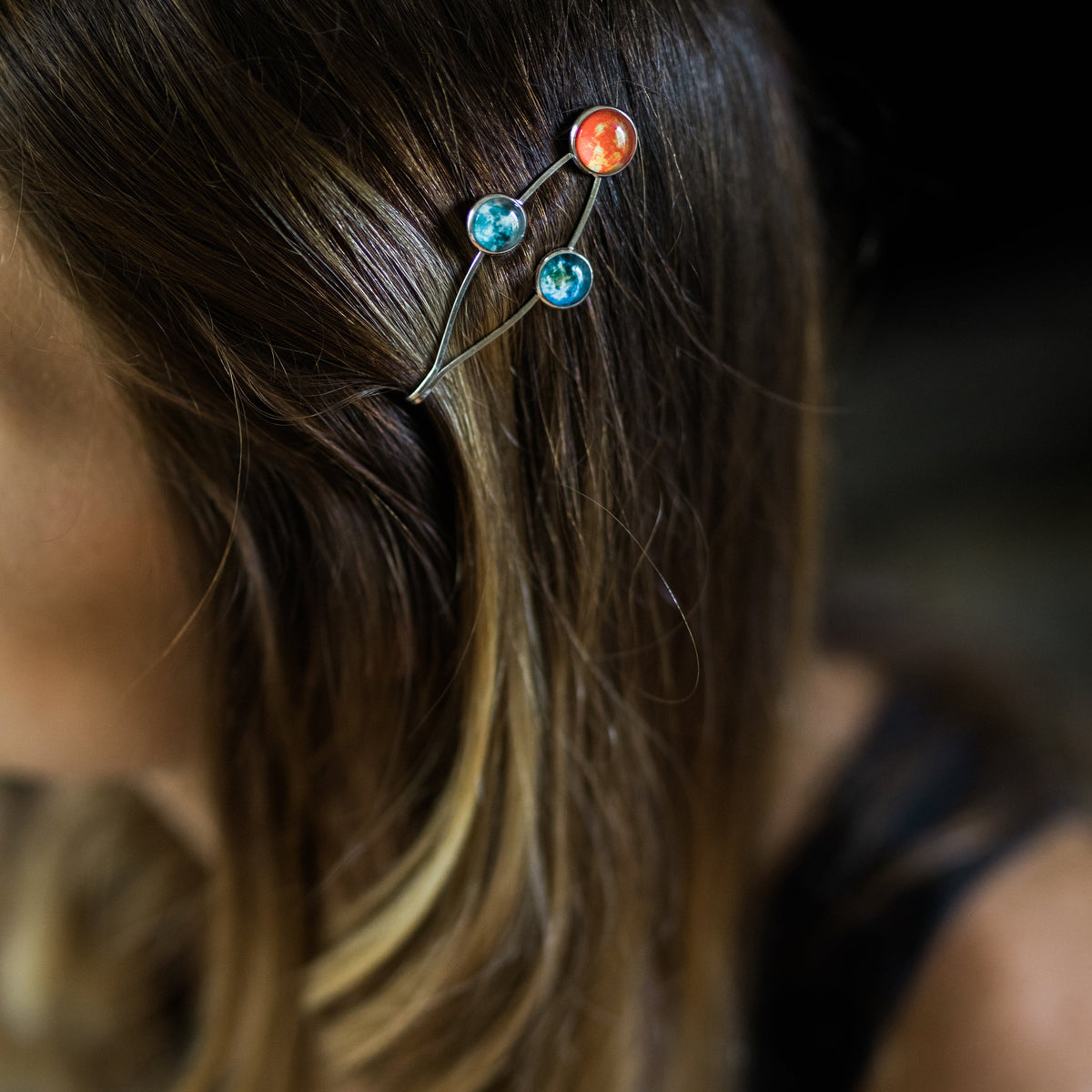 Sun Earth and Moon Hair Clip | Hair Accessories | Wiccan Center