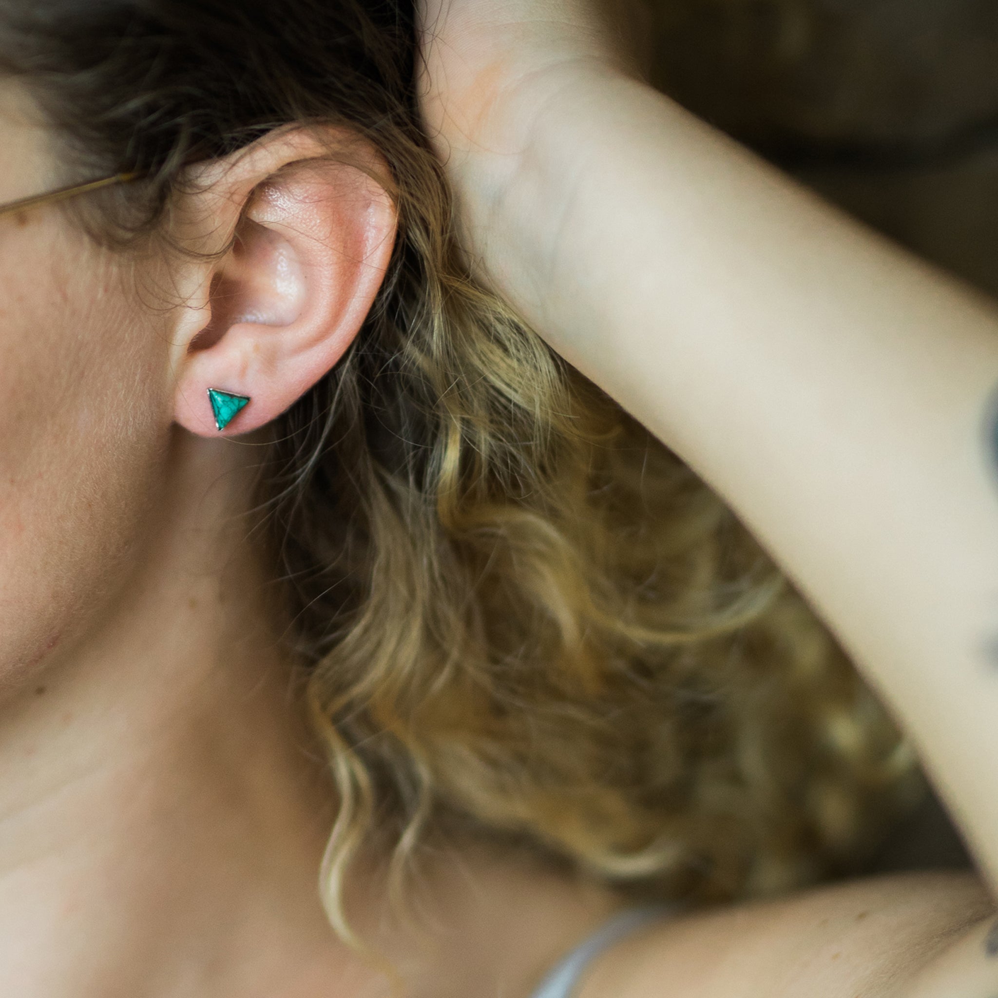 Mountains of Earth Tiny Triangle Turquoise Stud Earrings | Earrings | Wiccan Center