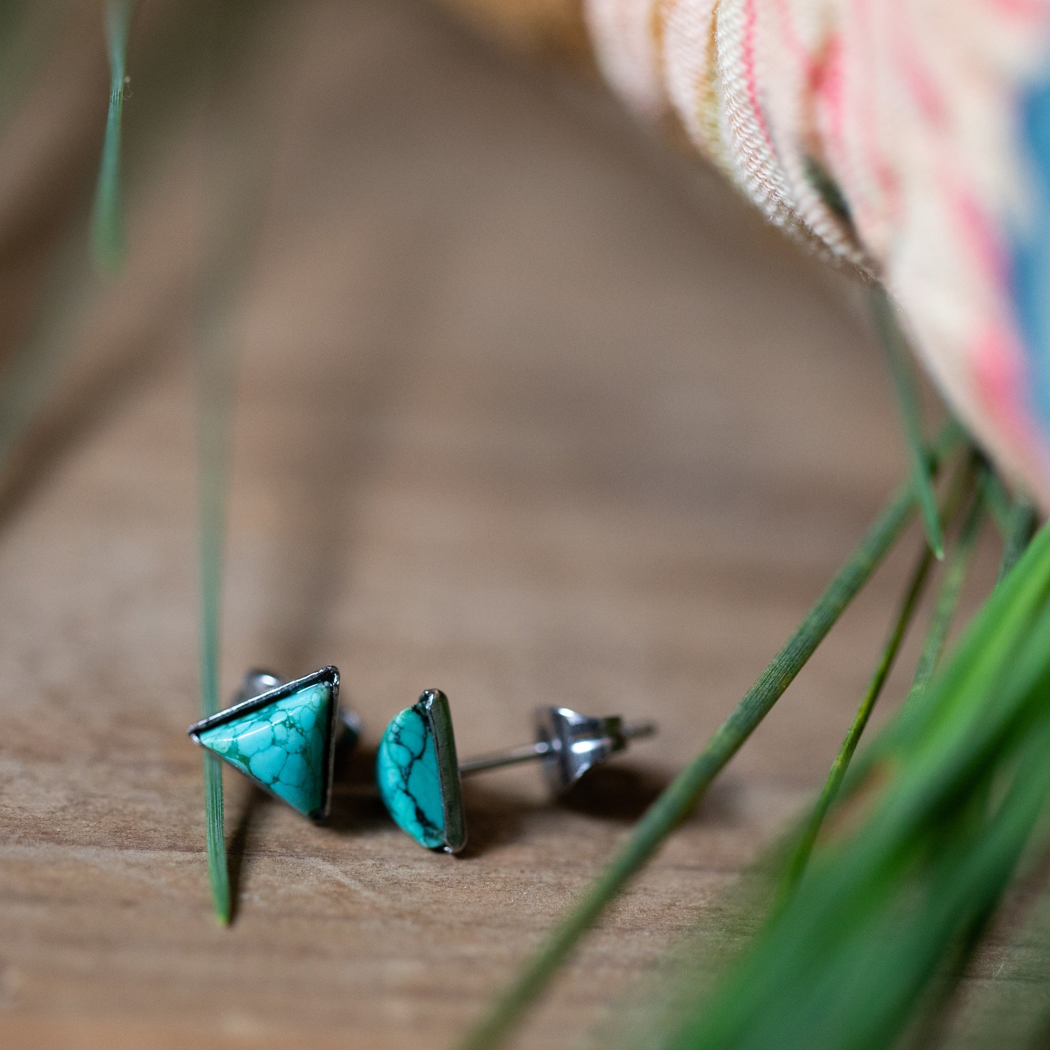 Mountains of Earth Tiny Triangle Turquoise Stud Earrings | Earrings | Wiccan Center