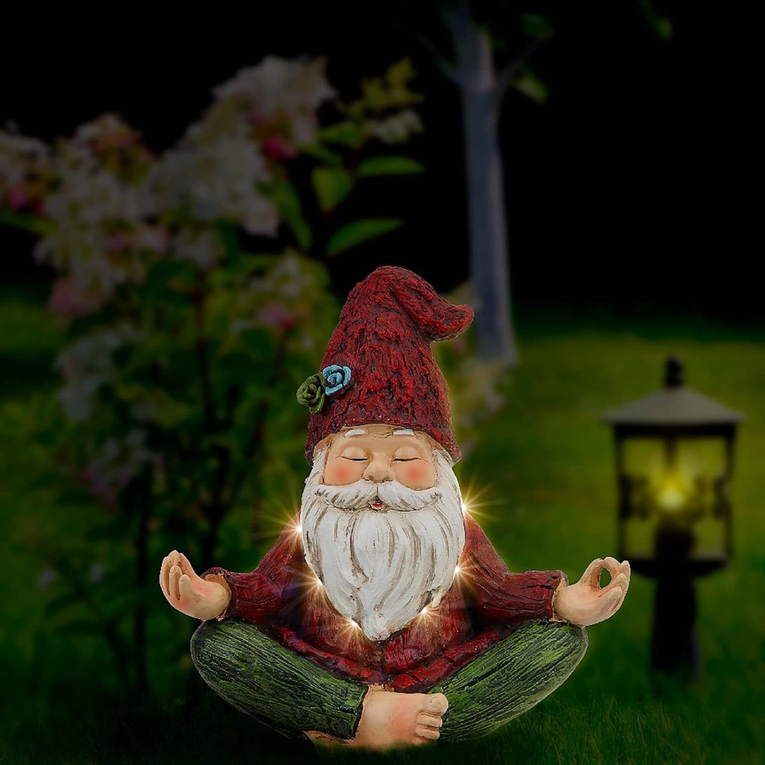 Zen Garden Meditating Yoga Solar Gnome Statue | Outdoor > Outdoor Decor > Garden Statues | Wiccan Center