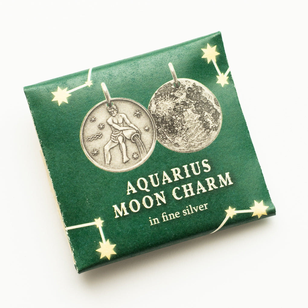 Zodiac Aquarius Moon Silver Necklace