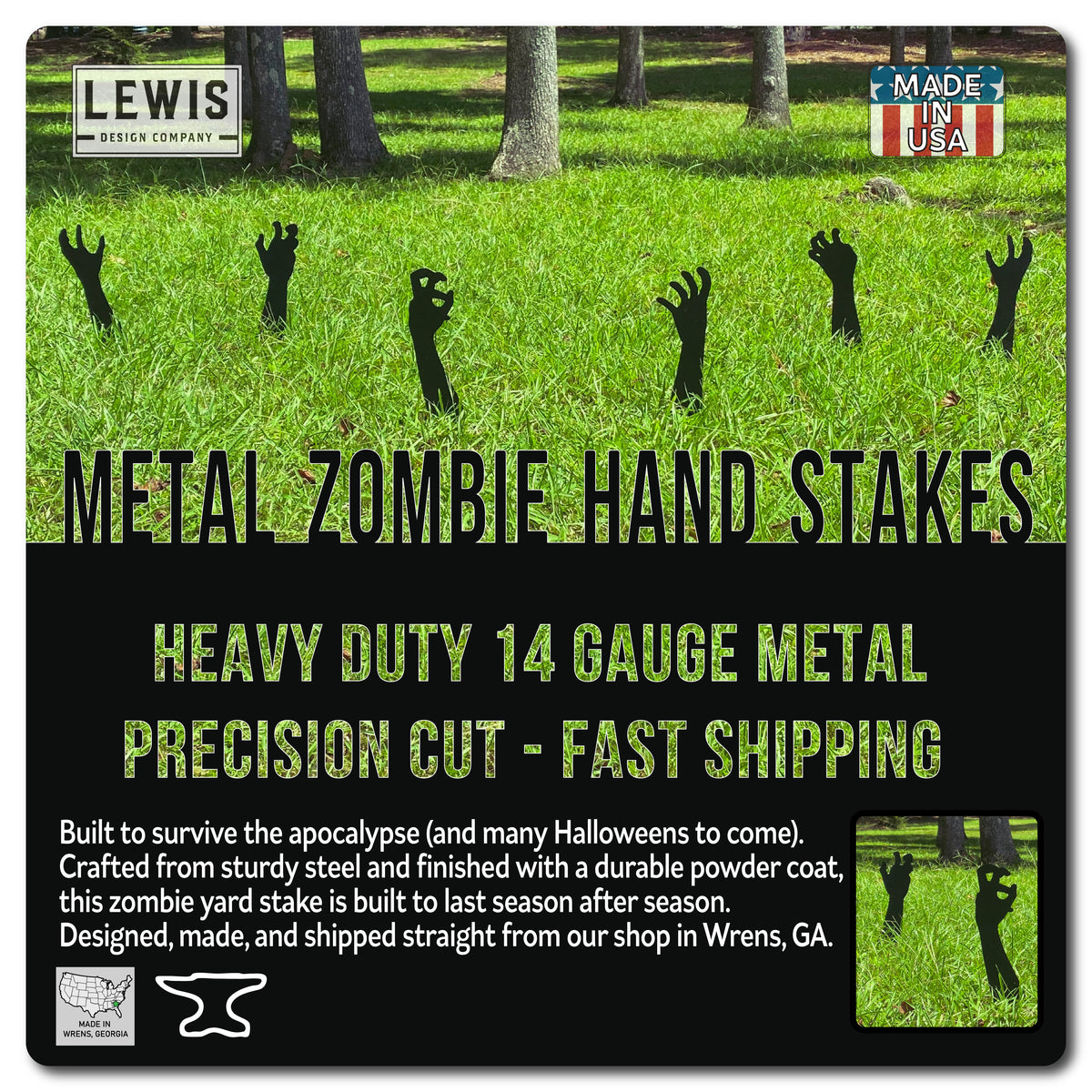 Zombie Hands Metal Yard Stakes | Halloween Lawn Decor Set | Halloween | Wiccan Center
