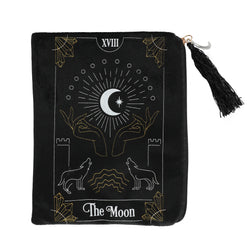 The Moon Black Velvet Zippered Tarot Card Bag | Tarot Bags | Wiccan Center