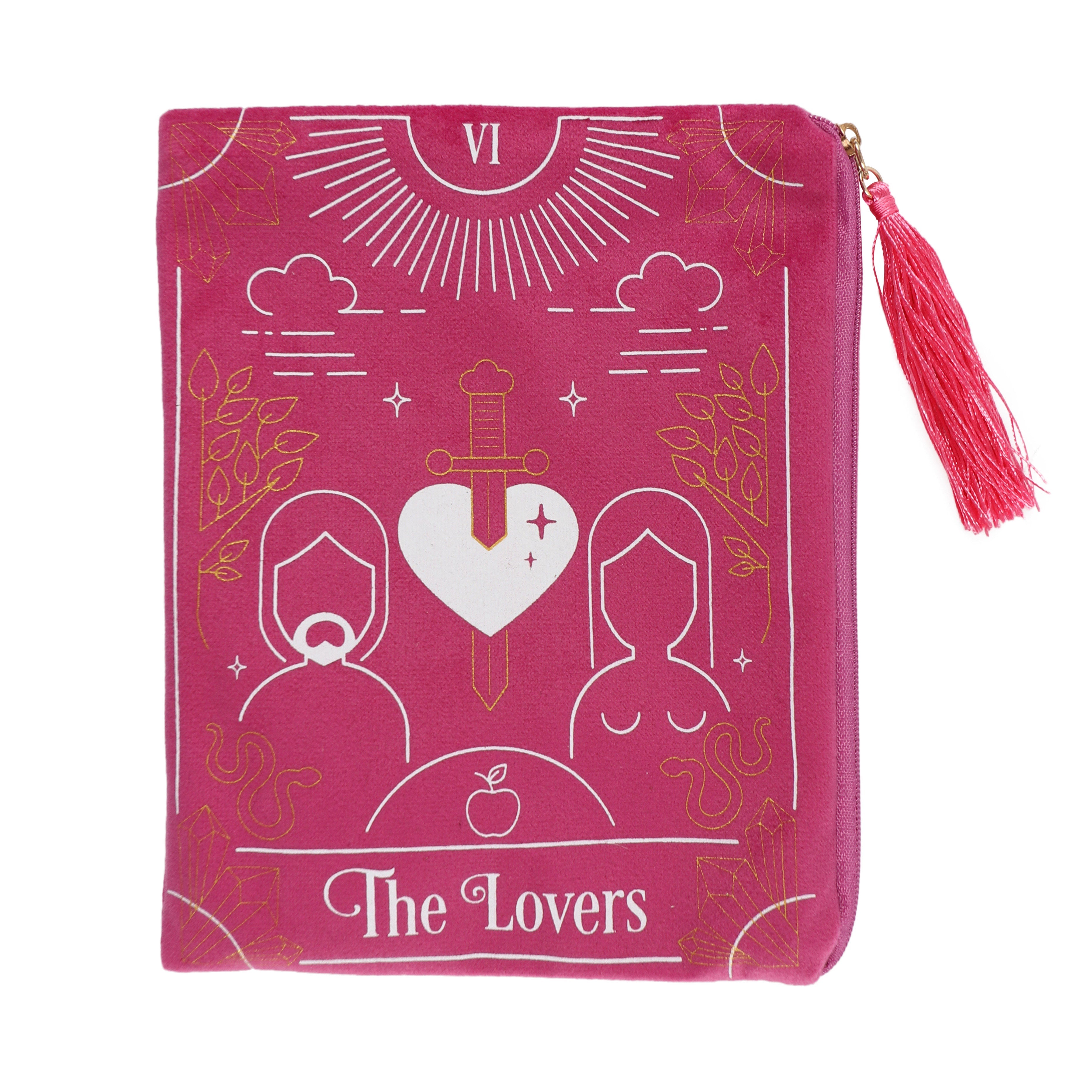 The Lovers Pink Velvet Zippered Tarot Card Bag | Tarot Bags | Wiccan Center