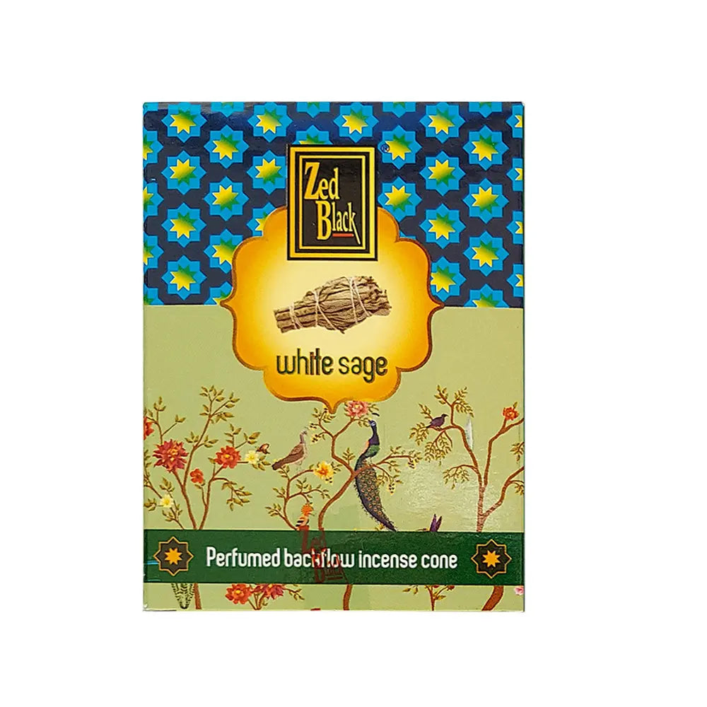 Zed Black White Sage Dhoop Backflow Cones | Incense | Wiccan Center