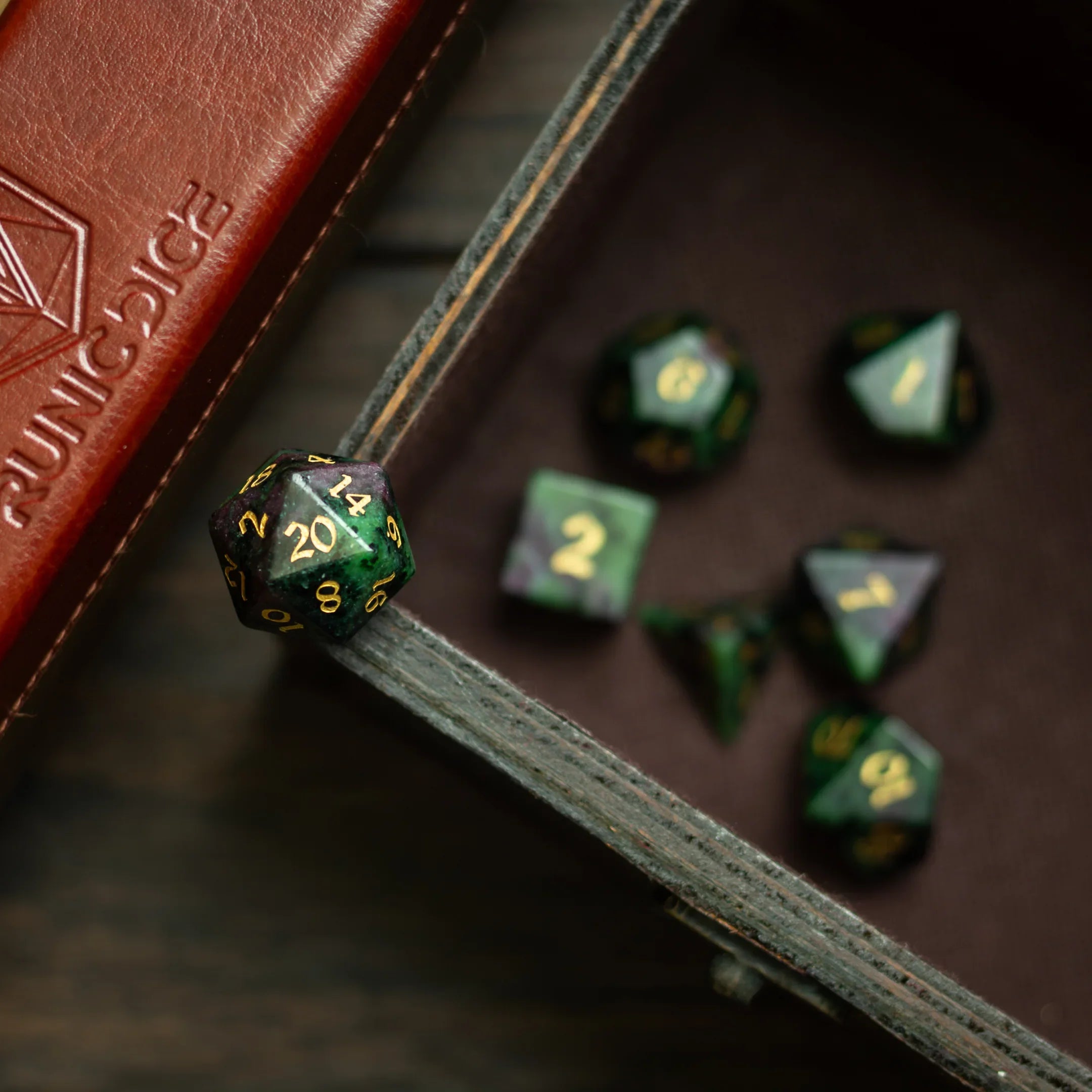 Zoisite Polyhedral Gemstone DND Dice Set | Gemstone Dice | Wiccan Center