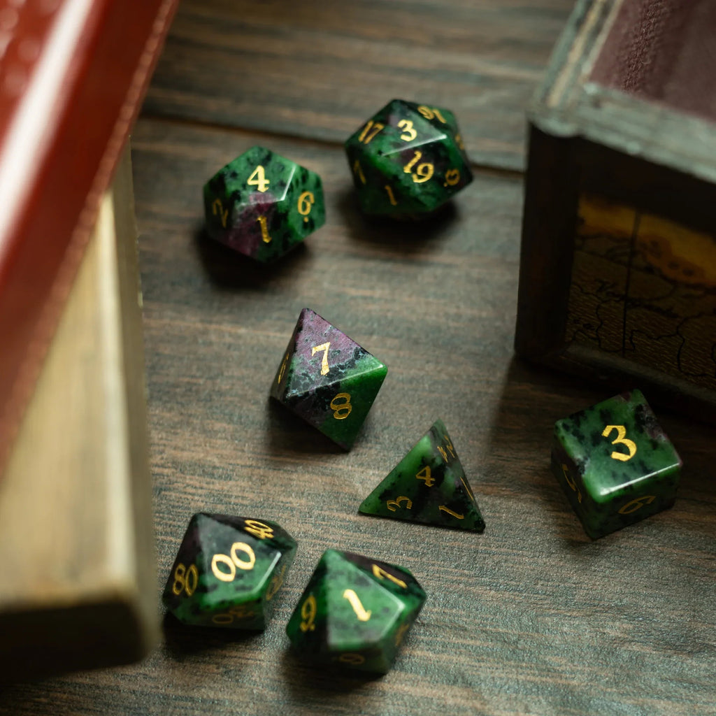 Zoisite Polyhedral Gemstone DND Dice Set | Gemstone Dice | Wiccan Center