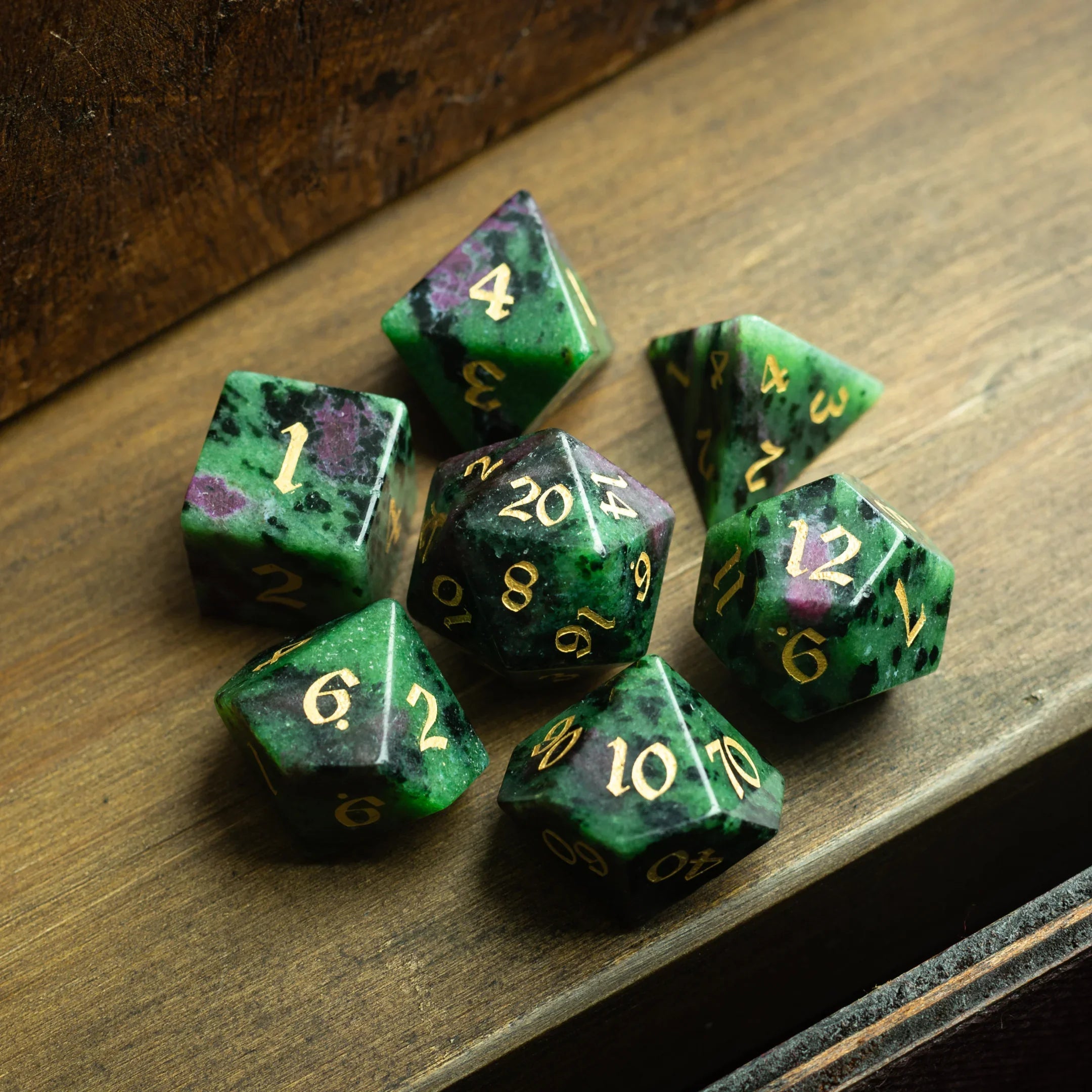 Zoisite Polyhedral Gemstone DND Dice Set | Gemstone Dice | Wiccan Center