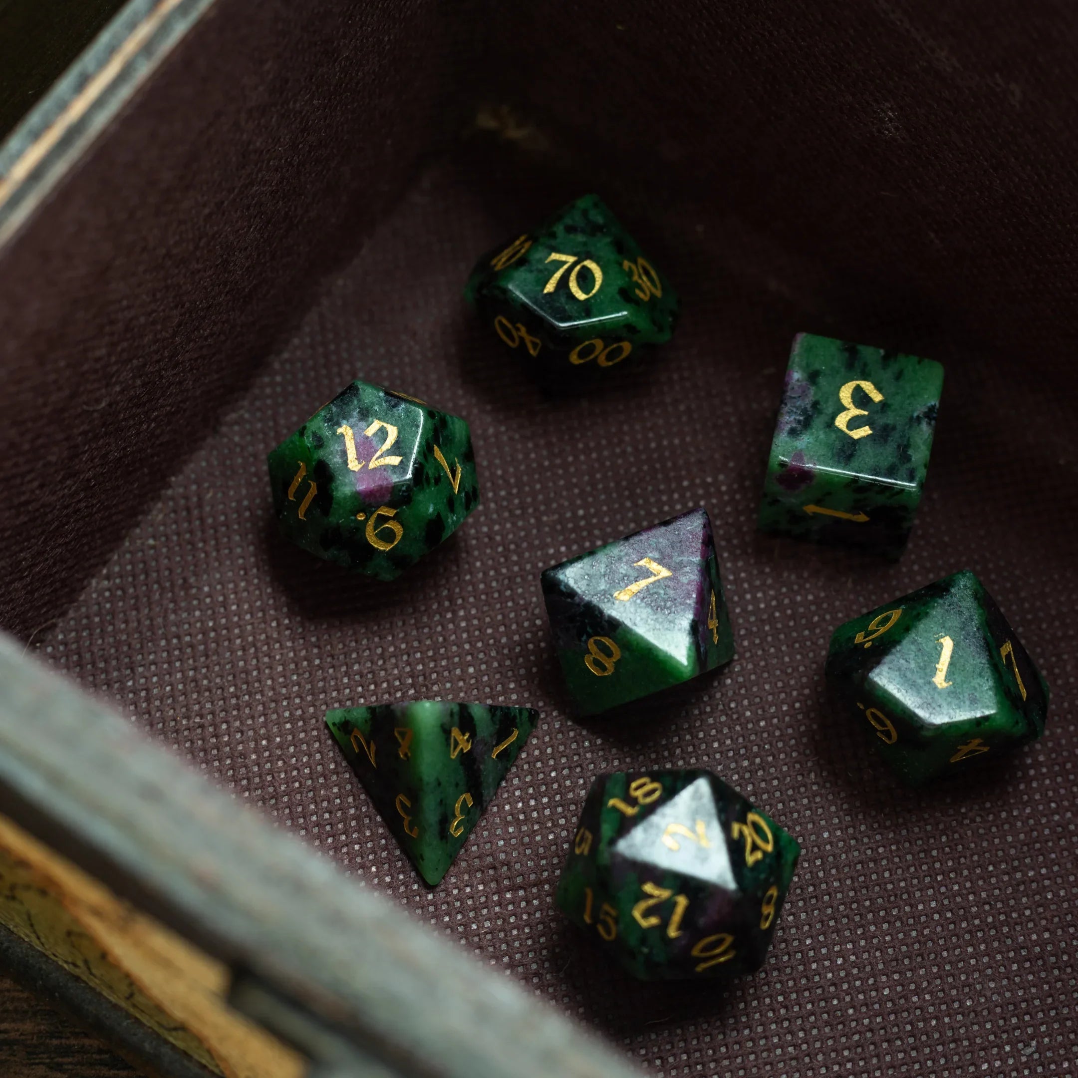 Zoisite Polyhedral Gemstone DND Dice Set | Gemstone Dice | Wiccan Center