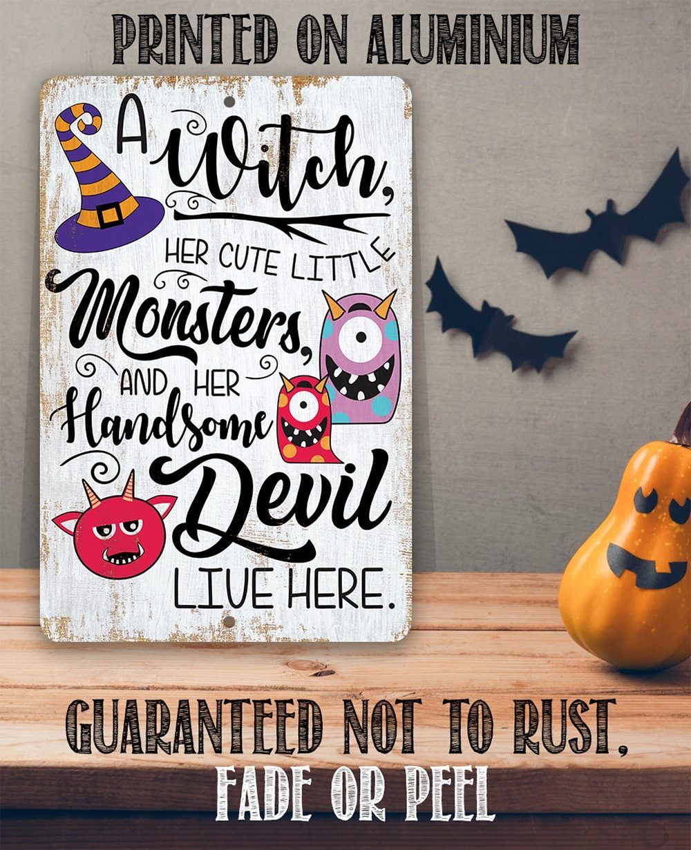 A Witch and Her Little Monsters - Metal Sign | Metal Sign | Wiccan Center