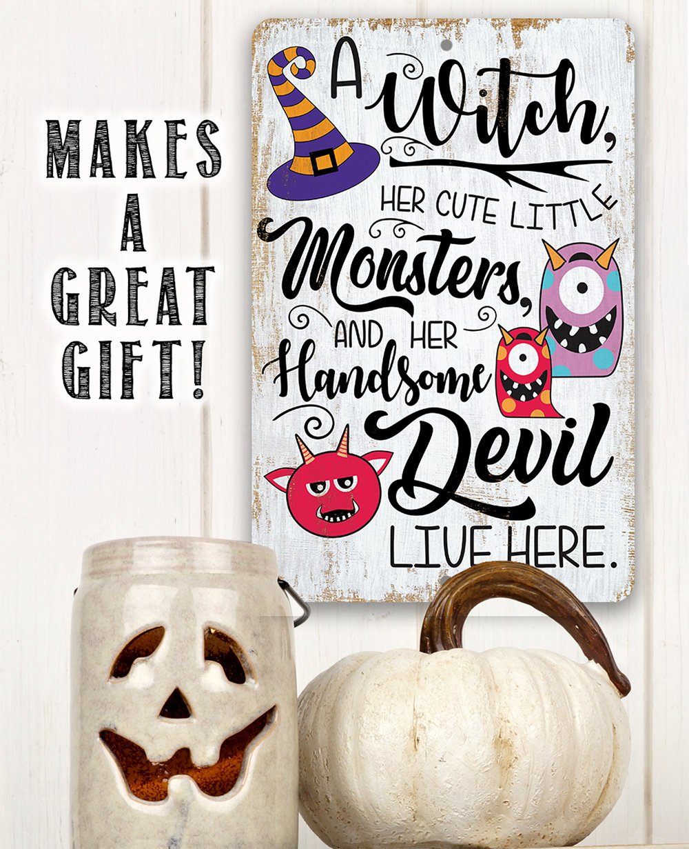 A Witch and Her Little Monsters - Metal Sign | Metal Sign | Wiccan Center