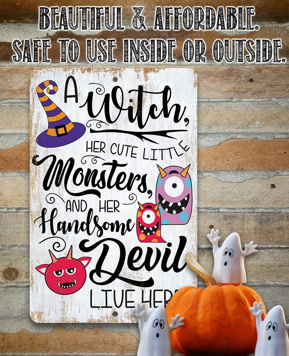 A Witch and Her Little Monsters - Metal Sign | Metal Sign | Wiccan Center