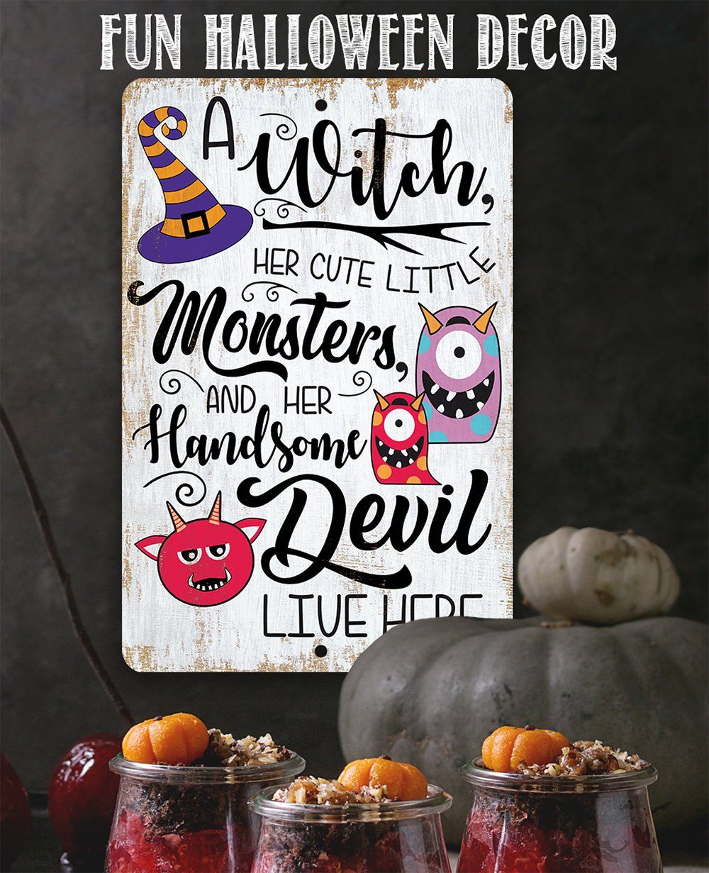 A Witch and Her Little Monsters - Metal Sign | Metal Sign | Wiccan Center