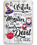 A Witch and Her Little Monsters - Metal Sign | Metal Sign | Wiccan Center