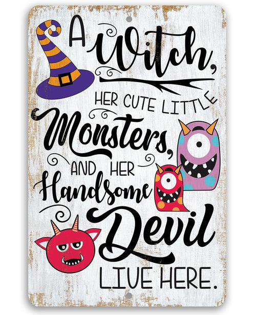 A Witch and Her Little Monsters - Metal Sign | Metal Sign | Wiccan Center