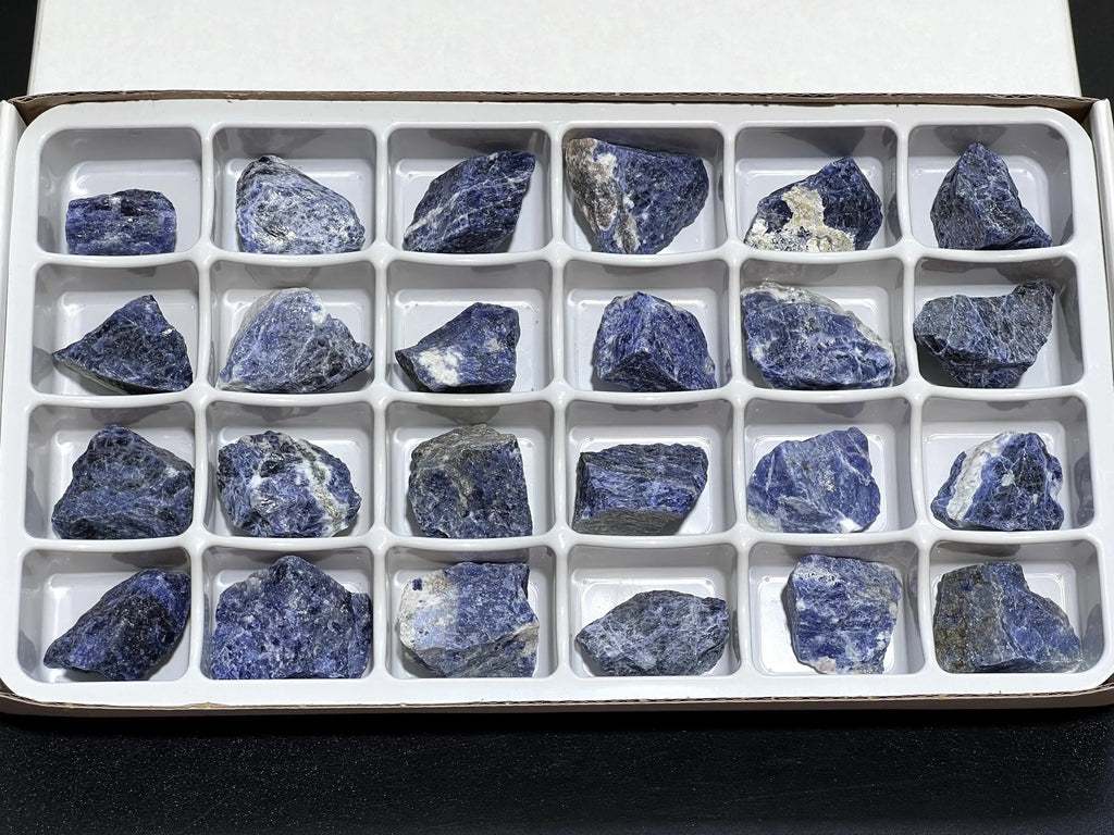 Blue Sodalite Rough Raw Stones (24 Pcs) Boxed Flat | Home & Living > Home Decor > Home Accents > Rocks & Geodes | Wiccan Center