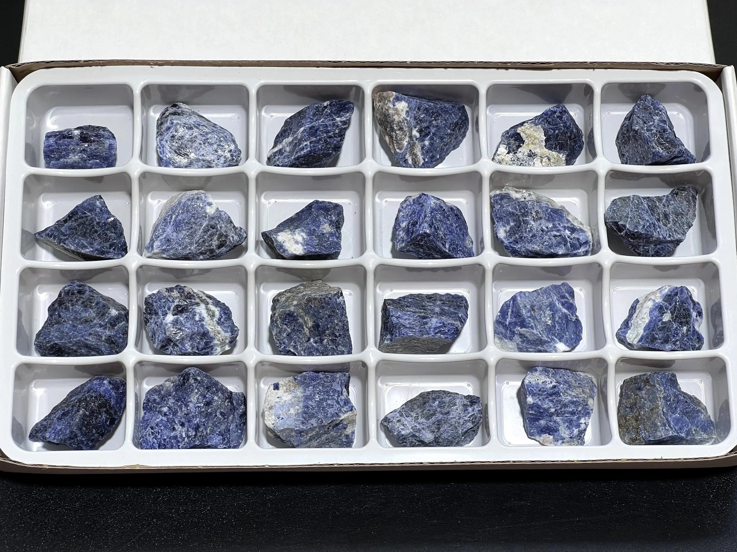Blue Sodalite Rough Raw Stones (24 Pcs) Boxed Flat | Home & Living > Home Decor > Home Accents > Rocks & Geodes | Wiccan Center