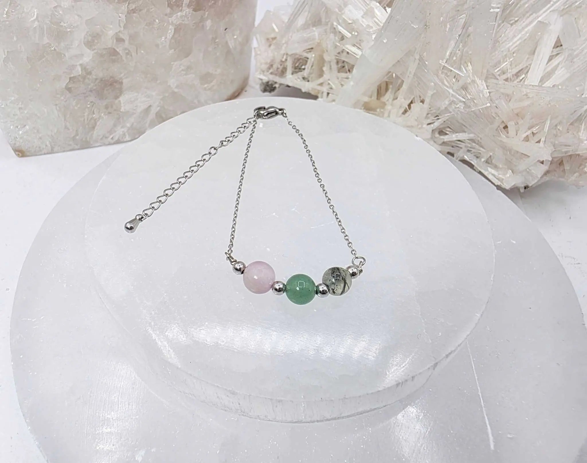 LEAD WITH LOVE-Kunzite, Green Aventurine, Prehnite Jewelry Set | Jewelry Set | Wiccan Center