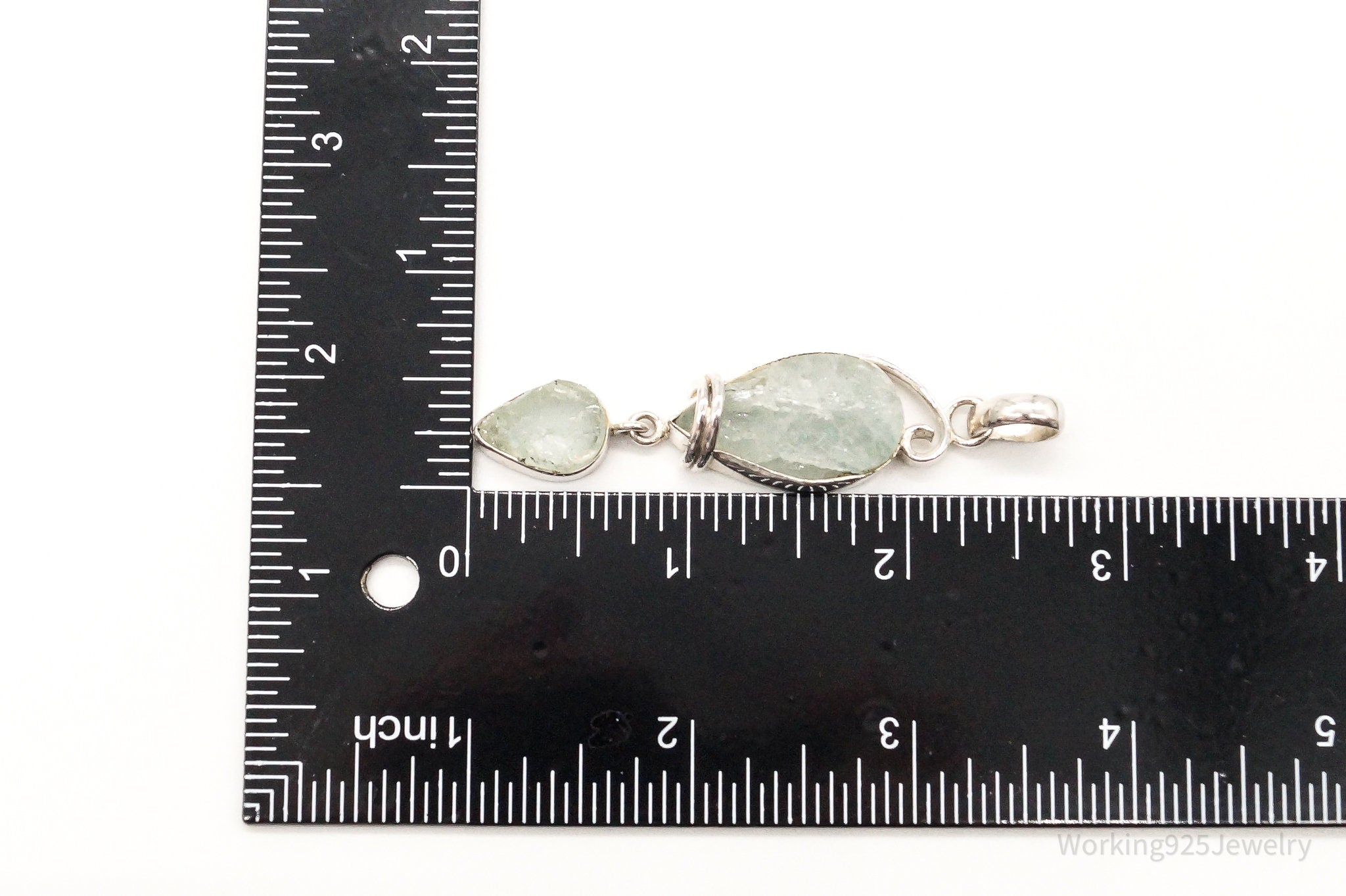 Vintage Designer SJ Large Green Calcite Sterling Silver Pendant | Jewelry > Necklaces > Pendants | Wiccan Center