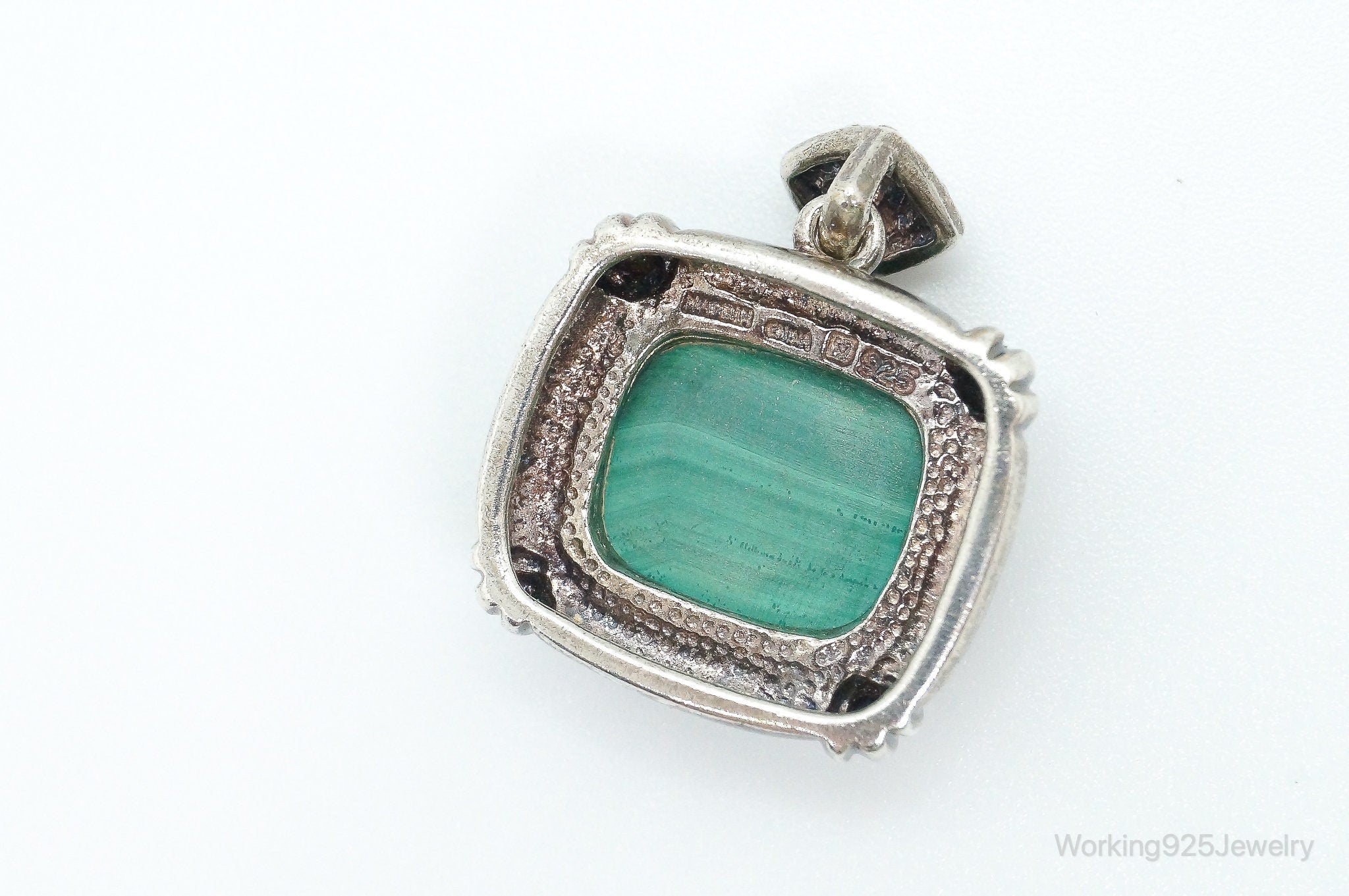 Large Vintage Malachite Sterling Silver Necklace Pendant | Jewelry > Necklaces > Pendants | Wiccan Center