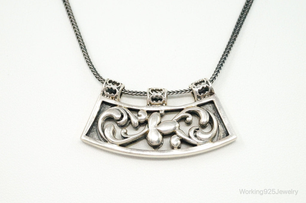 Vintage Silpada Retired Floral Curved Bar Slide Sterling Silver Necklace | Jewelry > Necklaces > Pendants | Wiccan Center